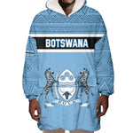 Personalized Botswana Wearable Blanket Hoodie with Tswana Pula and African Pattern