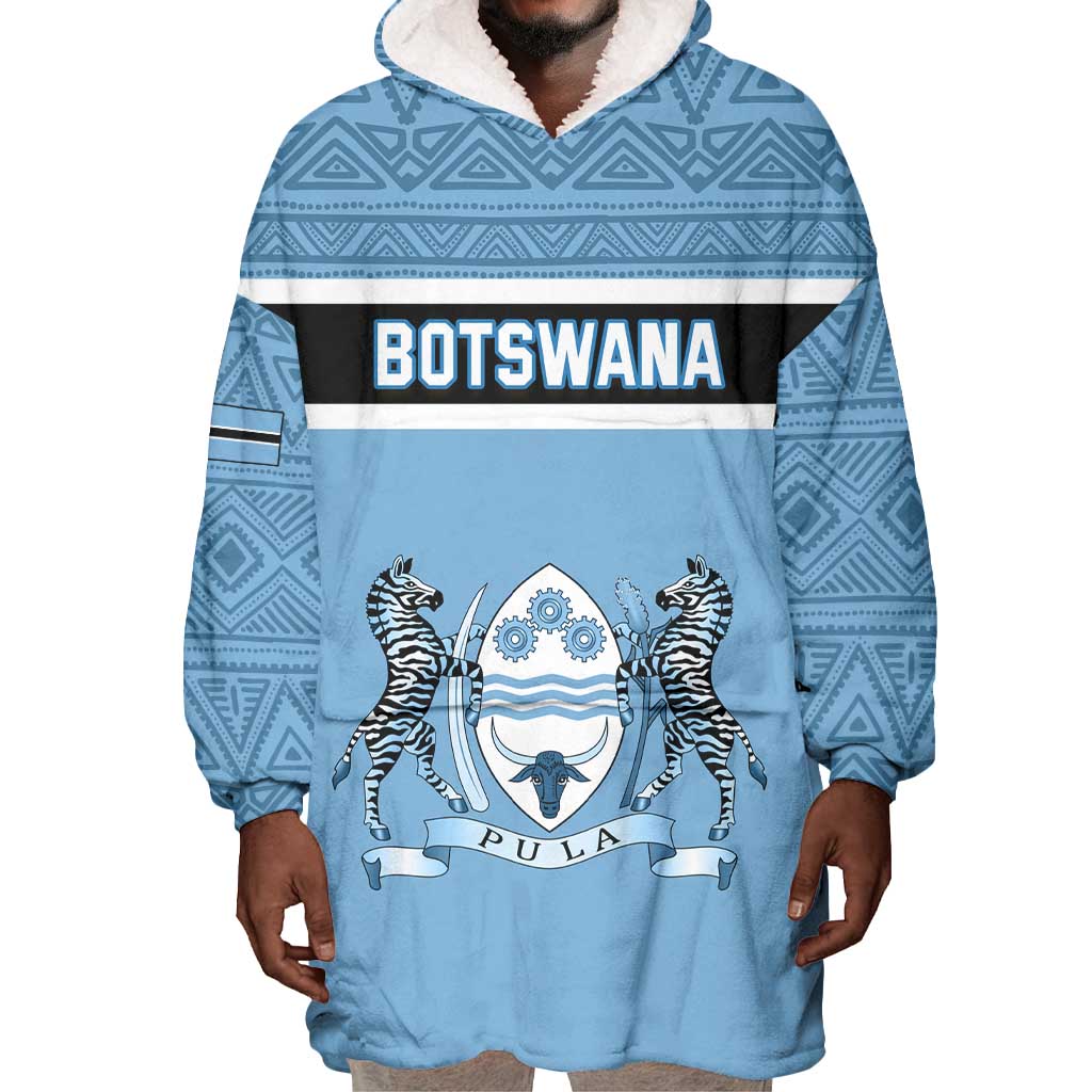 Personalized Botswana Wearable Blanket Hoodie with Tswana Pula and African Pattern