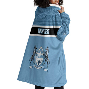 Personalized Botswana Wearable Blanket Hoodie with Tswana Pula and African Pattern