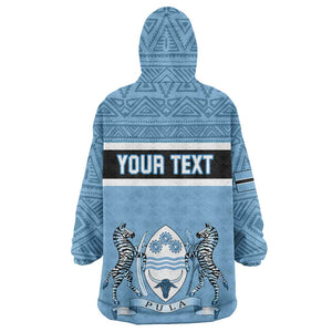 Personalized Botswana Wearable Blanket Hoodie with Tswana Pula and African Pattern