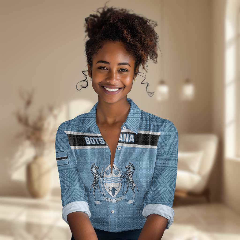 Personalized Botswana Women Casual Shirt with Tswana Pula and African Pattern