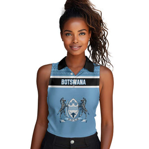 Personalized Botswana Women Sleeveless Polo Shirt with Tswana Pula and African Pattern