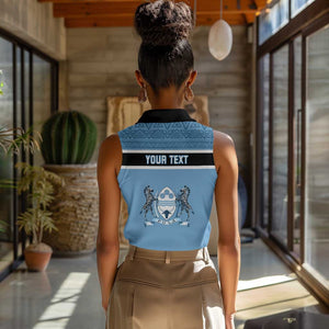 Personalized Botswana Women Sleeveless Polo Shirt with Tswana Pula and African Pattern