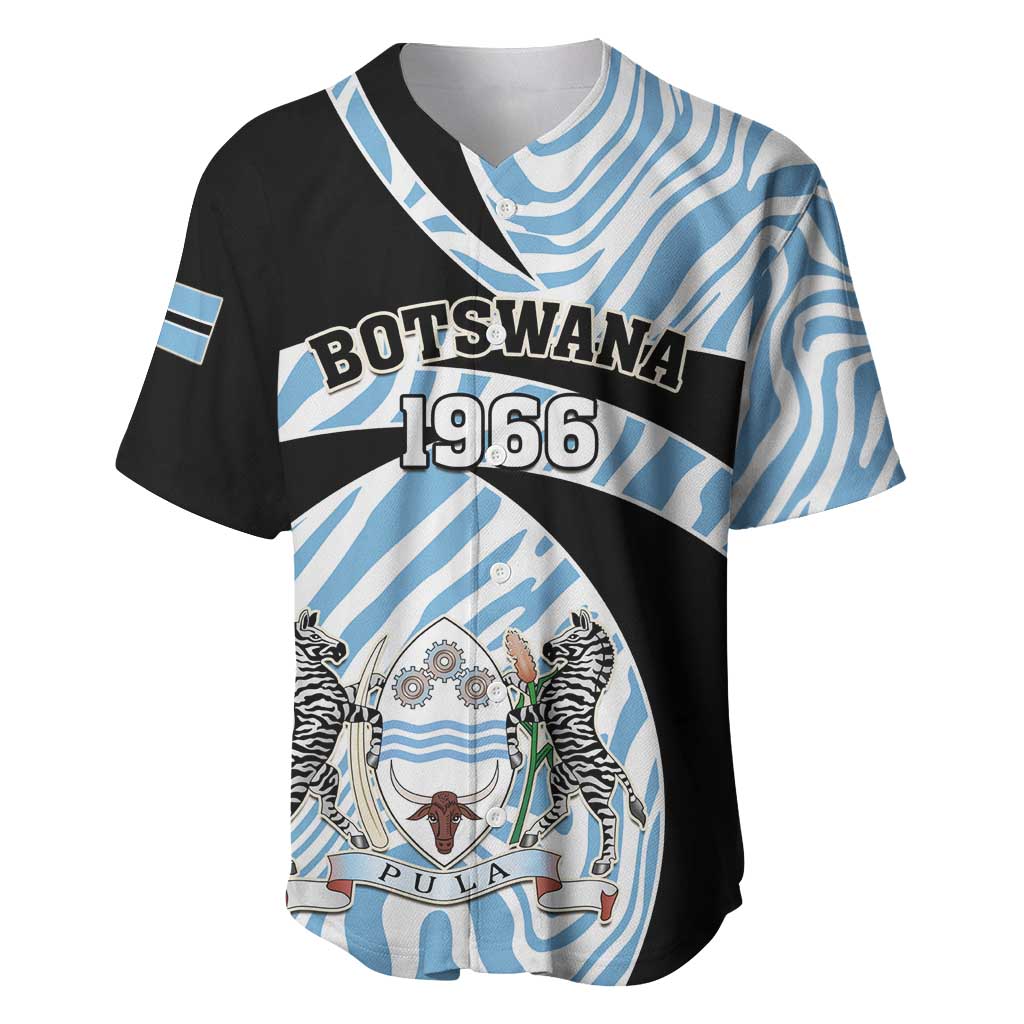 Personalized Botswana Independence Day Baseball Jersey - Lefatshe la Botswana with Zebra Pattern