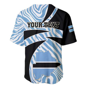 Personalized Botswana Independence Day Baseball Jersey - Lefatshe la Botswana with Zebra Pattern