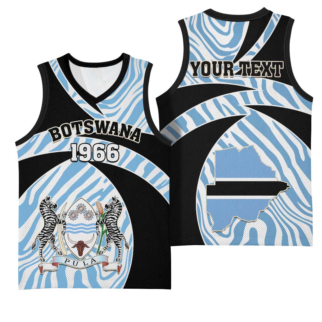 Personalized Botswana Independence Day Basketball Jersey - Lefatshe la Botswana with Zebra Pattern LT01
