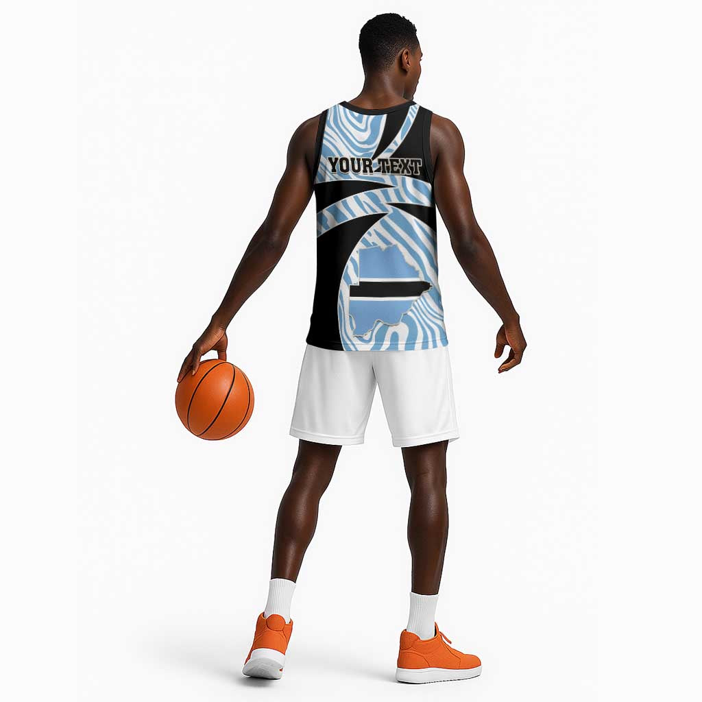 Personalized Botswana Independence Day Basketball Jersey - Lefatshe la Botswana with Zebra Pattern LT01
