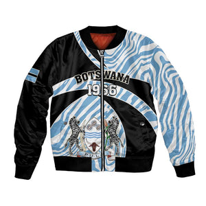 Personalized Botswana Independence Day Bomber Jacket - Lefatshe la Botswana with Zebra Pattern