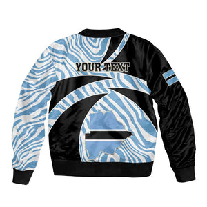 Personalized Botswana Independence Day Bomber Jacket - Lefatshe la Botswana with Zebra Pattern