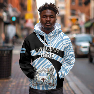 Personalized Botswana Independence Day Hoodie - Lefatshe la Botswana with Zebra Pattern