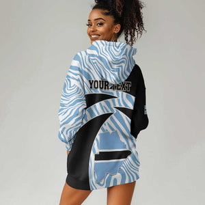 Personalized Botswana Independence Day Hoodie Dress - Lefatshe la Botswana with Zebra Pattern