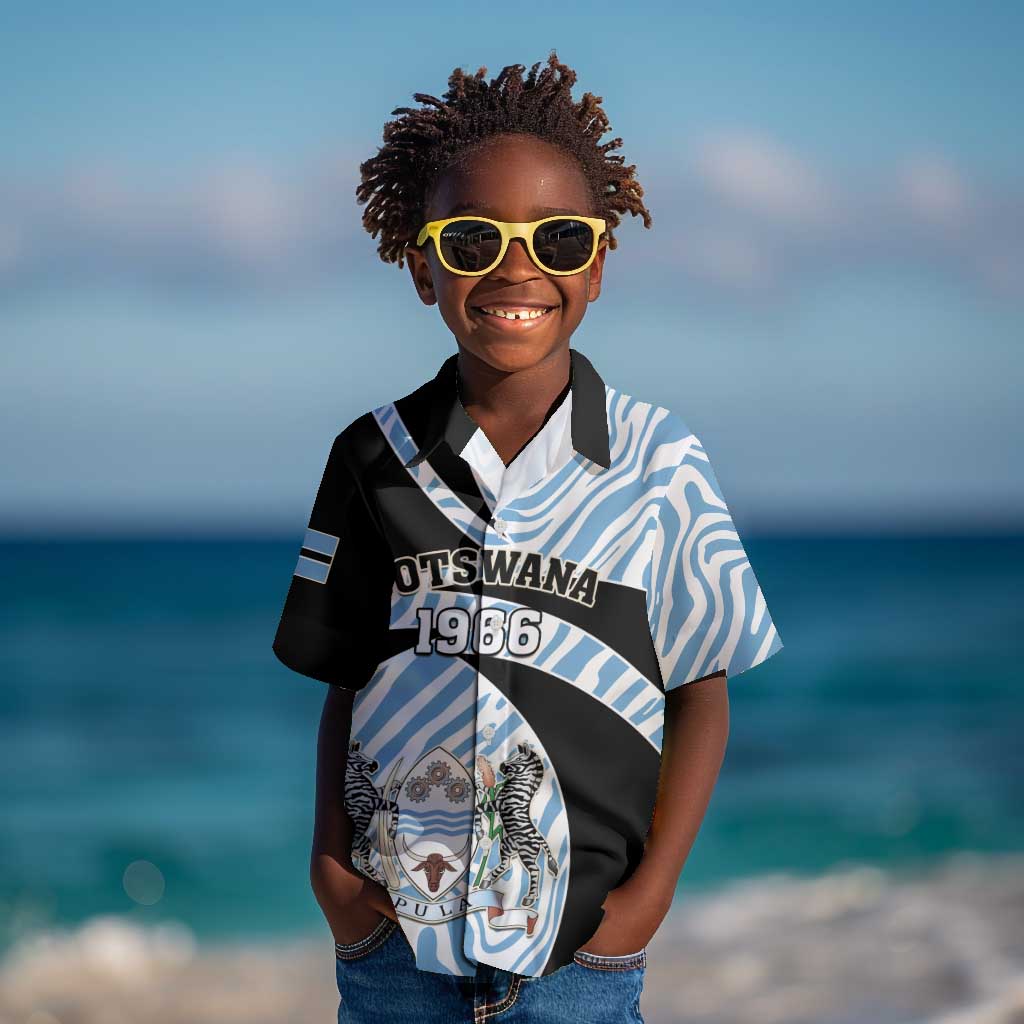 Personalized Botswana Independence Day Kid Hawaiian Shirt - Lefatshe la Botswana with Zebra Pattern