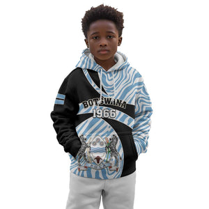 Personalized Botswana Independence Day Kid Hoodie - Lefatshe la Botswana with Zebra Pattern