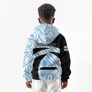 Personalized Botswana Independence Day Kid Hoodie - Lefatshe la Botswana with Zebra Pattern