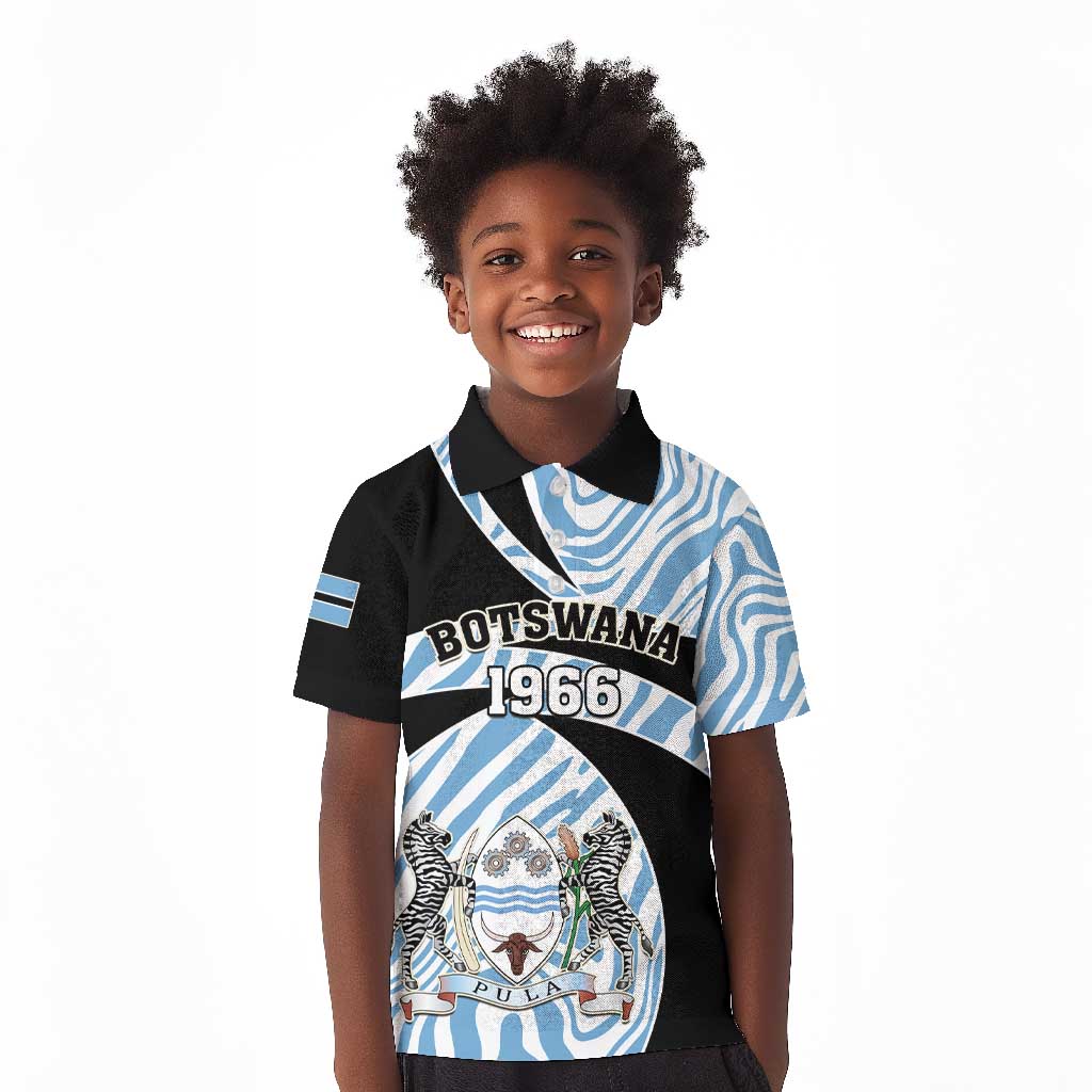 Personalized Botswana Independence Day Kid Polo Shirt - Lefatshe la Botswana with Zebra Pattern