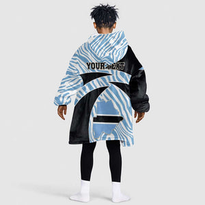 Personalized Botswana Independence Day KId Wearable Blanket Hoodie - Lefatshe la Botswana with Zebra Pattern