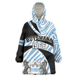 Personalized Botswana Independence Day KId Wearable Blanket Hoodie - Lefatshe la Botswana with Zebra Pattern