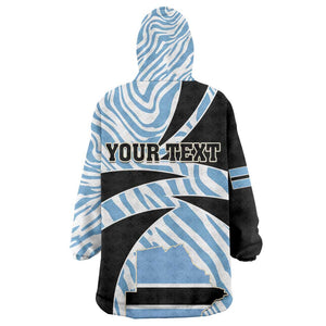 Personalized Botswana Independence Day KId Wearable Blanket Hoodie - Lefatshe la Botswana with Zebra Pattern