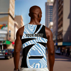 Personalized Botswana Independence Day Men Tank Top - Lefatshe la Botswana with Zebra Pattern