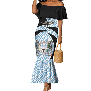 Personalized Botswana Independence Day Mermaid Dress - Lefatshe la Botswana with Zebra Pattern