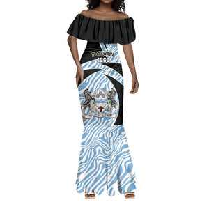 Personalized Botswana Independence Day Mermaid Dress - Lefatshe la Botswana with Zebra Pattern