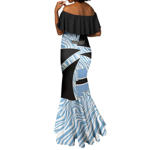 Personalized Botswana Independence Day Mermaid Dress - Lefatshe la Botswana with Zebra Pattern