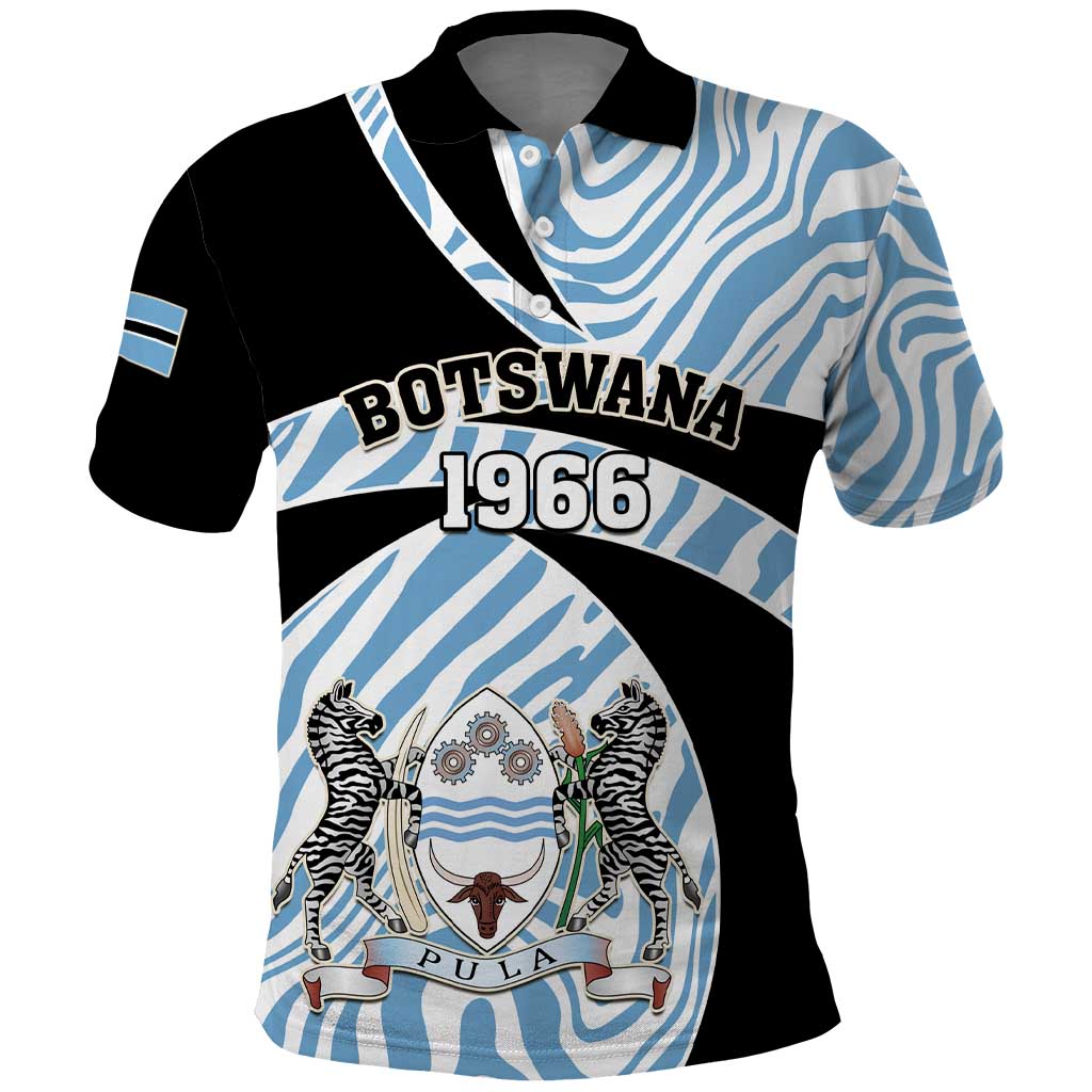 Personalized Botswana Independence Day Polo Shirt - Lefatshe la Botswana with Zebra Pattern