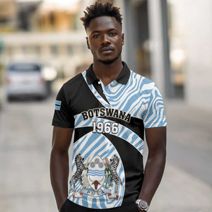 Personalized Botswana Independence Day Polo Shirt - Lefatshe la Botswana with Zebra Pattern