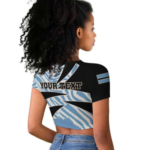 Personalized Botswana Independence Day Raglan Cropped T shirt - Lefatshe la Botswana with Zebra Pattern