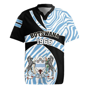 Personalized Botswana Independence Day Rugby Jersey - Lefatshe la Botswana with Zebra Pattern