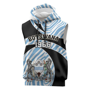 Personalized Botswana Independence Day Sleeveless Hoodie - Lefatshe la Botswana with Zebra Pattern - African Pride
