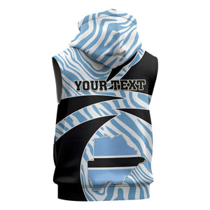 Personalized Botswana Independence Day Sleeveless Hoodie - Lefatshe la Botswana with Zebra Pattern - African Pride