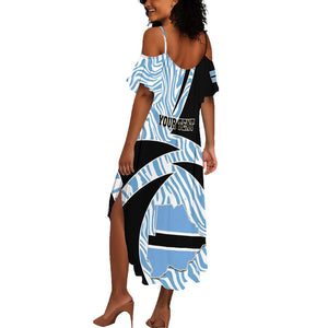 Personalized Botswana Independence Day Summer Maxi Dress - Lefatshe la Botswana with Zebra Pattern