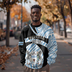 Personalized Botswana Independence Day Sweatshirt - Lefatshe la Botswana with Zebra Pattern