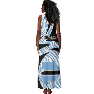 Personalized Botswana Independence Day Tank Maxi Dress - Lefatshe la Botswana with Zebra Pattern