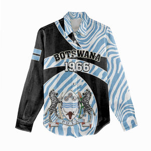 Personalized Botswana Independence Day Women Casual Shirt - Lefatshe la Botswana with Zebra Pattern