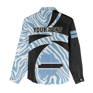 Personalized Botswana Independence Day Women Casual Shirt - Lefatshe la Botswana with Zebra Pattern