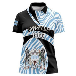 Personalized Botswana Independence Day Women Polo Shirt - Lefatshe la Botswana with Zebra Pattern