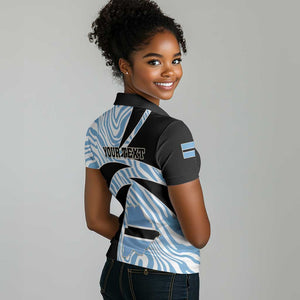 Personalized Botswana Independence Day Women Polo Shirt - Lefatshe la Botswana with Zebra Pattern LT01