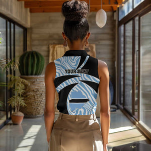 Personalized Botswana Independence Day Women Sleeveless Polo Shirt - Lefatshe la Botswana with Zebra Pattern