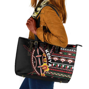 Kenya Leather Tote Bag Jamhuri Day, Kenya Shield