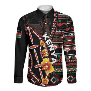 Personalized Kenya Long Sleeve Button Shirt Jamhuri Day, Kenya Shield