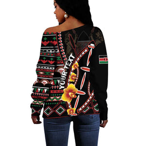 Personalized Kenya Off Shoulder Sweater Jamhuri Day, Kenya Shield