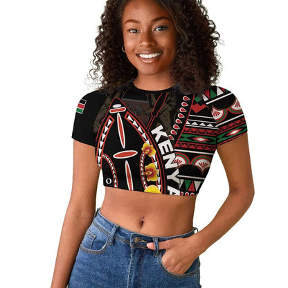 Personalized Kenya Raglan Cropped T shirt Jamhuri Day, Kenya Shield