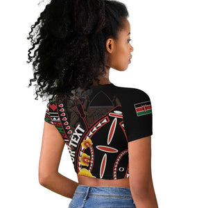 Personalized Kenya Raglan Cropped T shirt Jamhuri Day, Kenya Shield