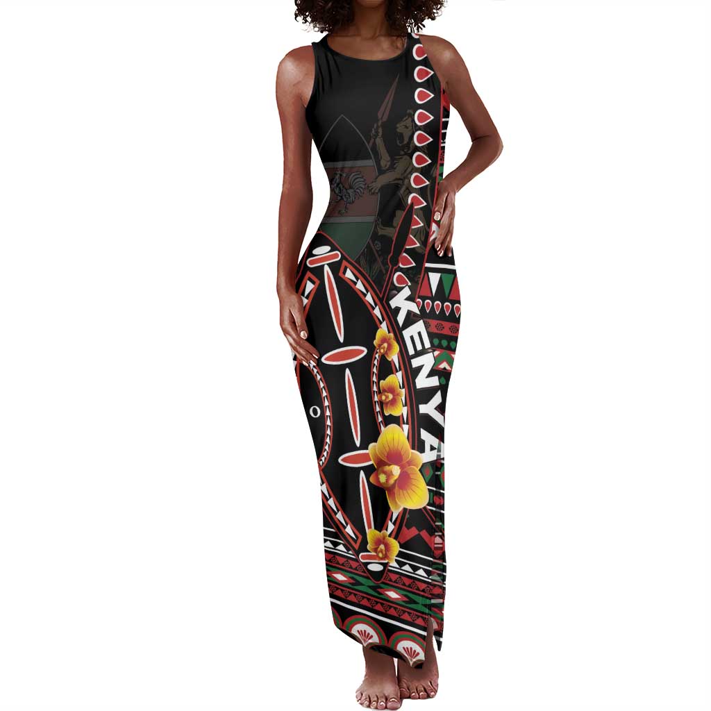 Personalized Kenya Tank Maxi Dress Jamhuri Day, Kenya Shield