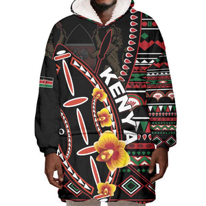 Personalized Kenya Wearable Blanket Hoodie Jamhuri Day, Kenya Shield