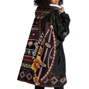 Personalized Kenya Wearable Blanket Hoodie Jamhuri Day, Kenya Shield