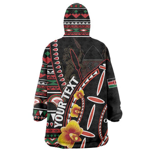 Personalized Kenya Wearable Blanket Hoodie Jamhuri Day, Kenya Shield