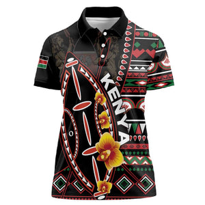 Personalized Kenya Women Polo Shirt Jamhuri Day, Kenya Shield